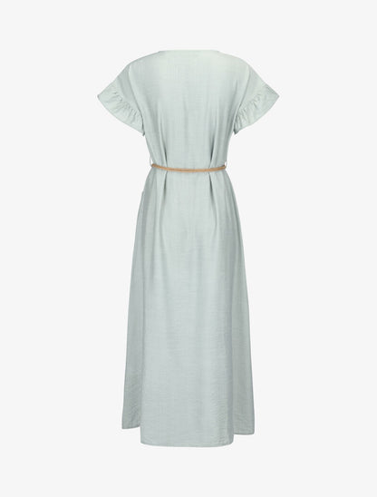 Robe longue fluide à boutonnage - vert d&