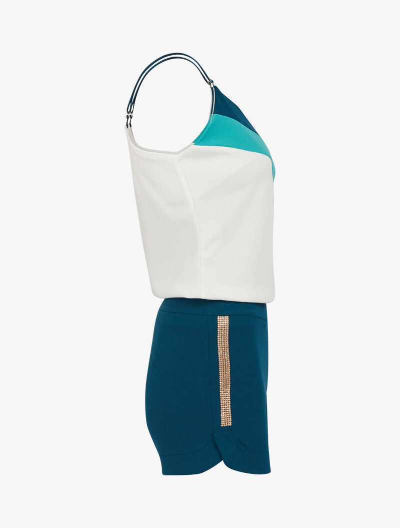 Ensemble débardeur et short strassé - vert - 5