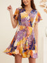 Robe style portefeuille à imprimé estivale - orange - 4