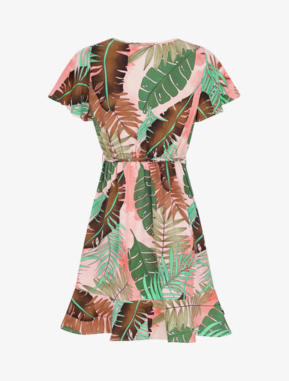 Robe style portefeuille à imprimé estivale - rose - 2