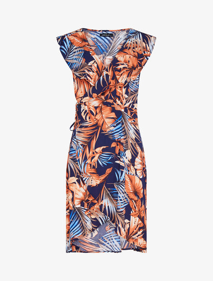 Robe portefeuille à buste volanté - marine - 1