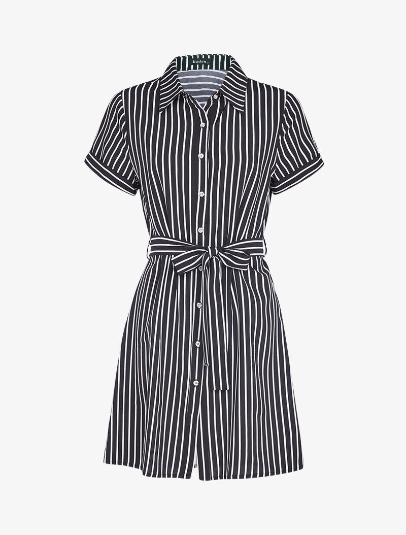 Chemise longue rayée à cintrer - noir - 1