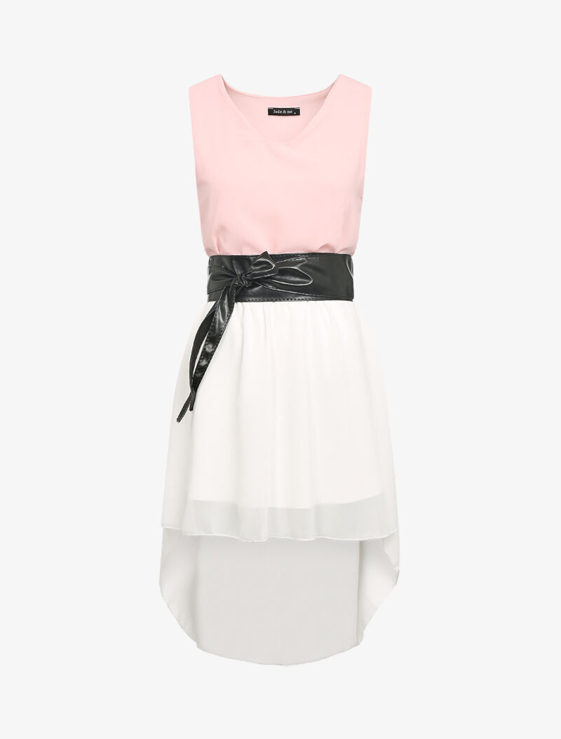 Tunique color block asymétrique - rose - 2