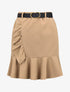 Jupe volantée avec ceinture simili - camel - 3