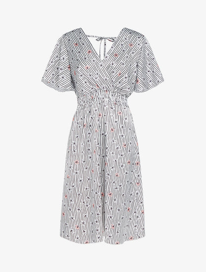 Robe satinée à imprimés - blanc - 1