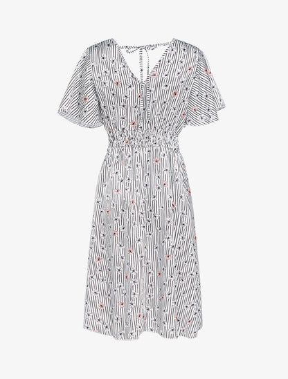 Robe satinée à imprimés - blanc - 2