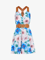 Robe patineuse à bretelles style sangles - bleu ciel - 4