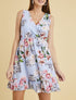 Robe cache coeur imprimée et volantée - bleu ciel - 1