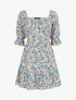 Robe fleurie à poitrine soulignée - bleu - 1