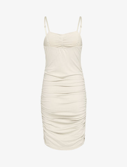 Robe moulante plissée - beige - 3