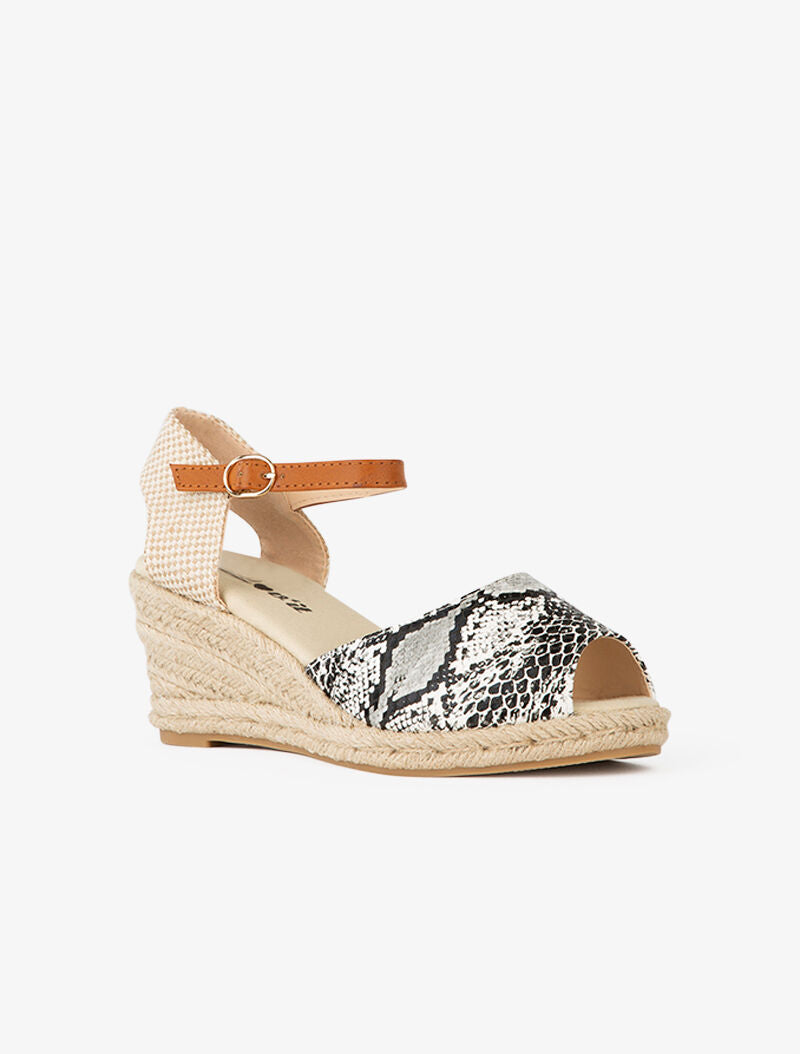 Compensées en raphia à contrefort style damier - blanc - 2