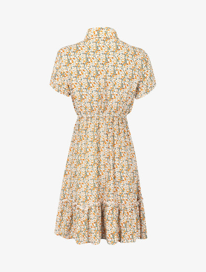 Robe printanière à col à pied et buste boutonné - ecru - 3