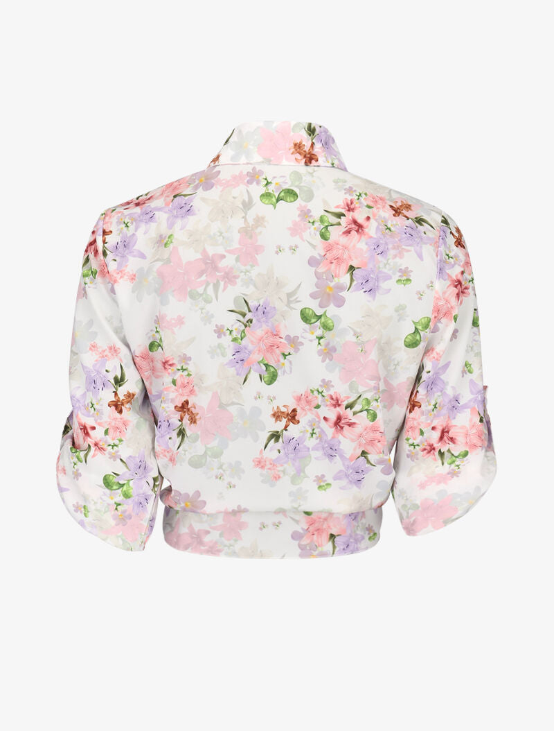 Chemisier à nouer imprimé floral - ecru - 2