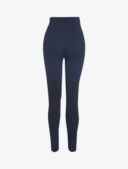 Pantalon taille empire à boutonnière - marine - 2