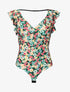 Body volanté à imprimé floral - vert - 1