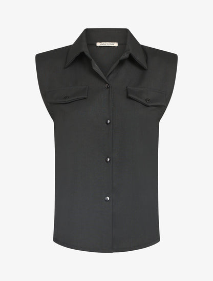 Top style chemise à épaulettes - noir - 1