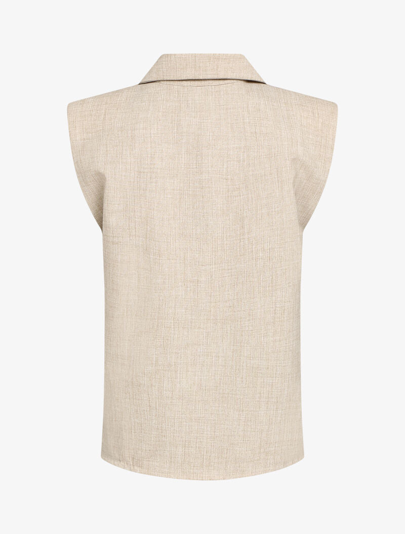 Top style chemise à épaulettes - beige - 2