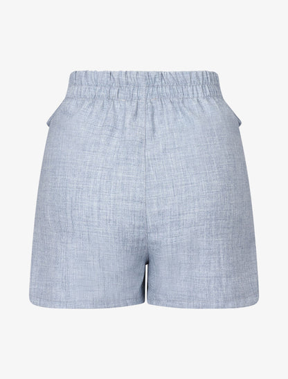 Mini short effet toile de coton - bleu ciel - 3