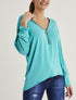 Top asymétrique à zip - vert menthe - 1