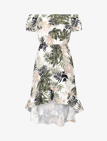 Robe imprimée à volants - kaki - 2