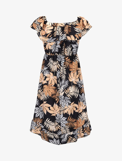 Robe imprimée à volants - noir - 2