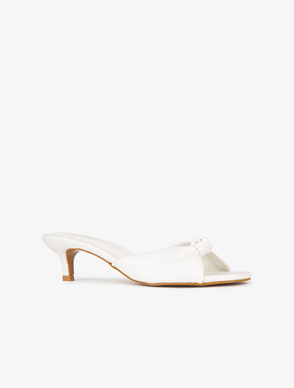 Mules effet nouer à petit talon - blanc - 3