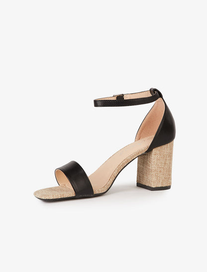 Sandales à talons et semelle effet toile - noir - 3