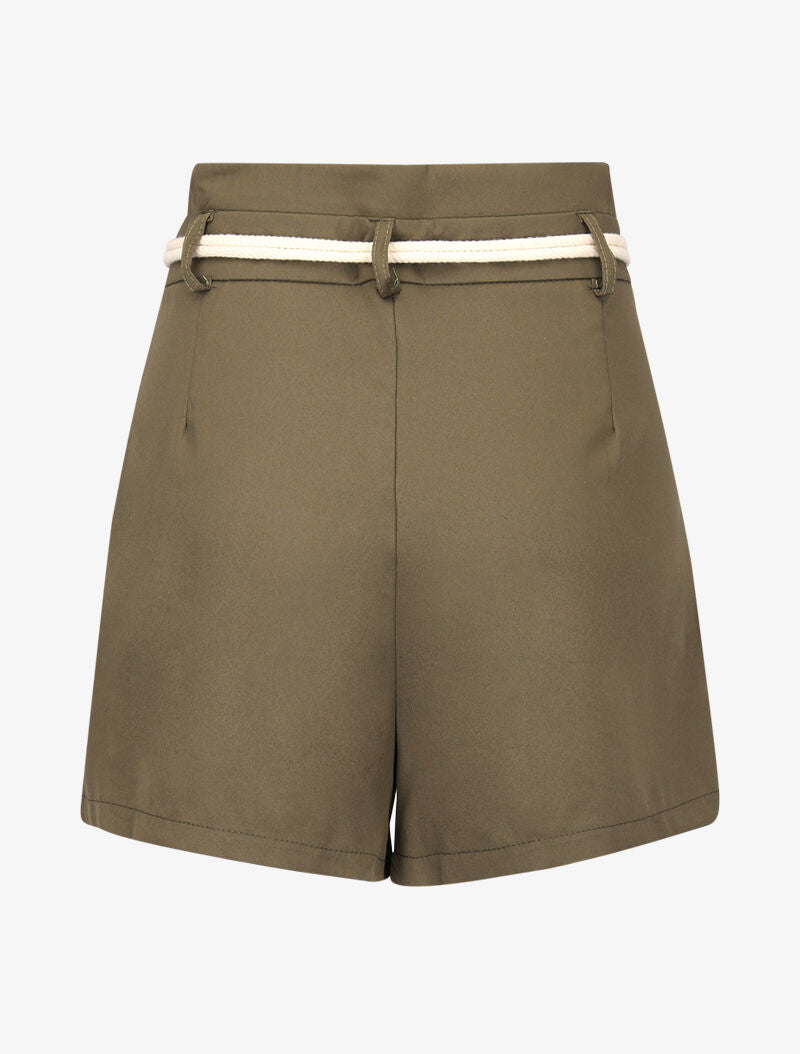 Short basique à taille haute paper bag - kaki - 2
