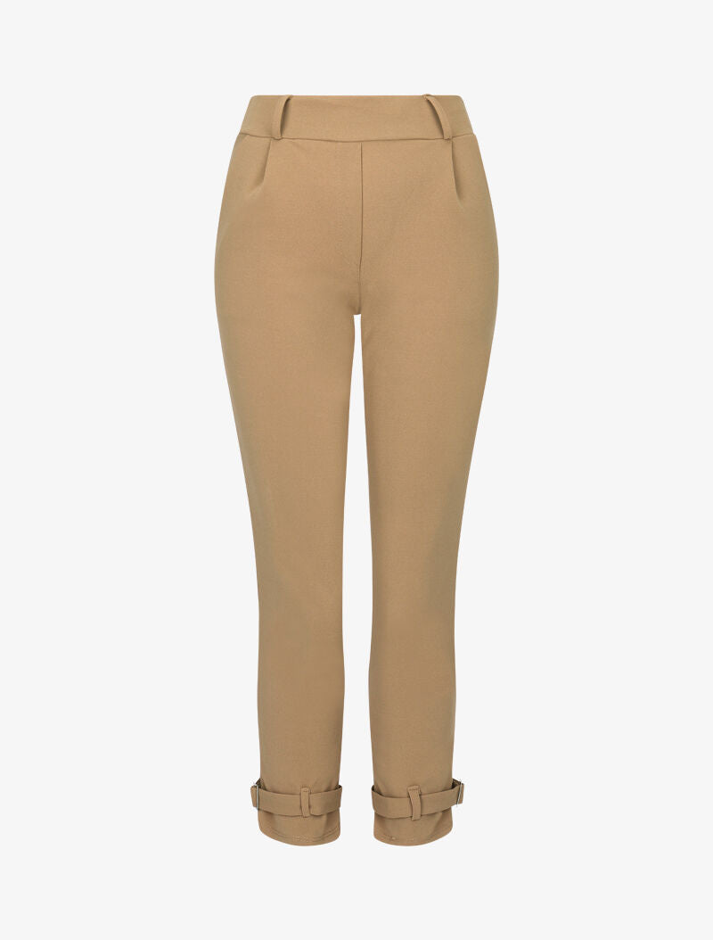 Pantalon carotte à bords stylisés - camel - 4