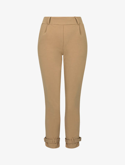 Pantalon carotte à bords stylisés - camel - 4