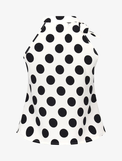 Top à pois avec col à nouer - blanc - 2