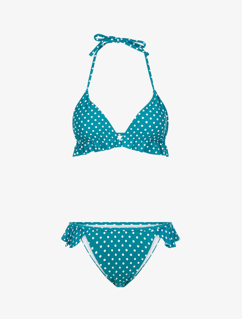 Bikini à imprimé pois - vert - 1