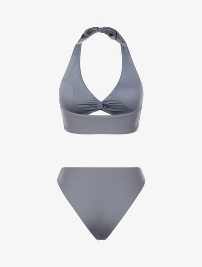 Bikini à effet torsadé - gris clair - 2