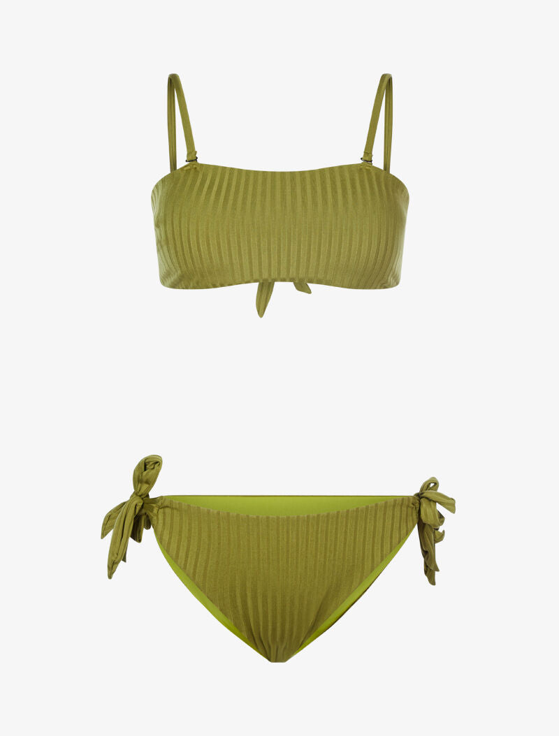 Bikini brassière côtelé - kaki - 3