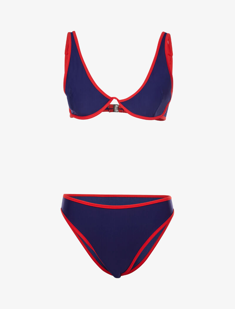 Bikini à liserés contrastants - marine - 1