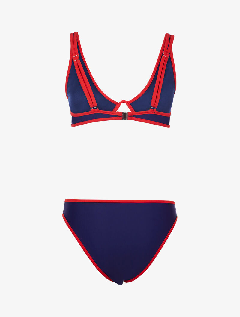 Bikini à liserés contrastants - marine - 2