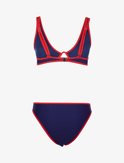 Bikini à liserés contrastants - marine - 2