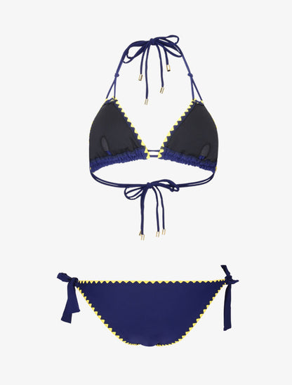 Bikini triangle empiécé coquillages - marine - 2