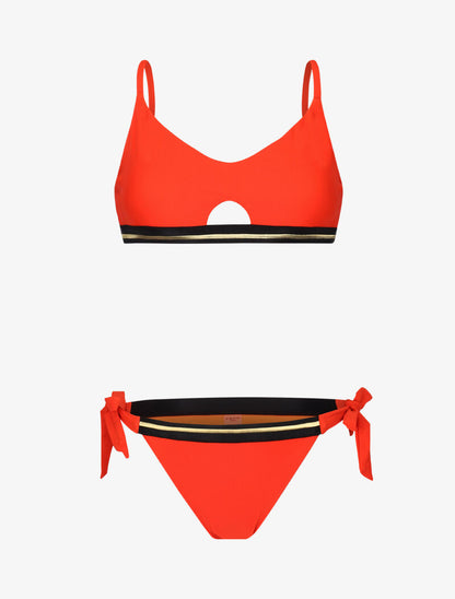 Bikini brassière à bandes dorées - orange - 1