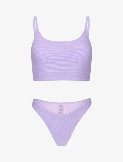 Bikini brassière côtelé - lilas - 3