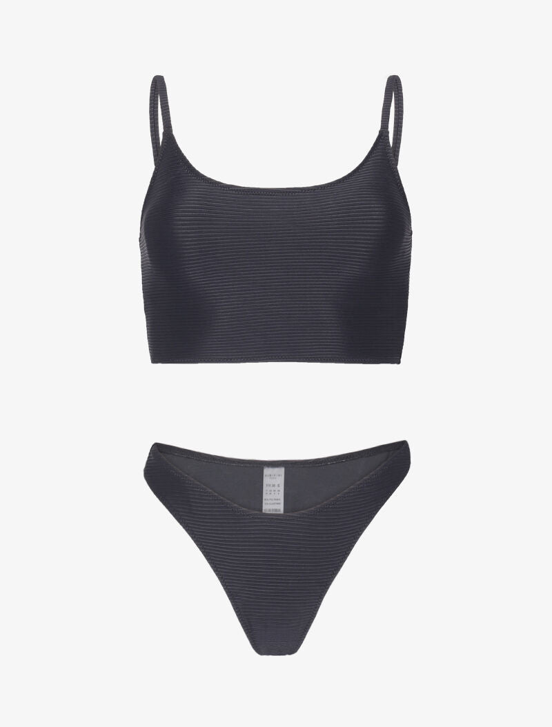 Bikini brassière côtelé - noir - 1