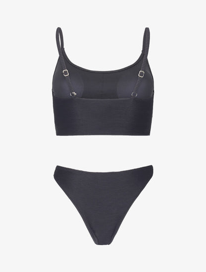 Bikini brassière côtelé - noir - 2