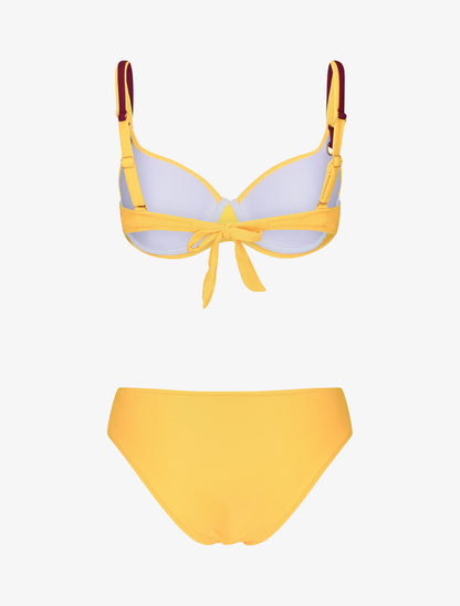 Bikini emboitant à oeillets et liens contrastants - jaune - 2