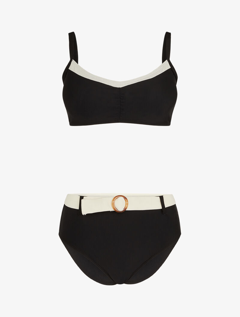 Bikini brassière et culotte montante ceinturée - noir - 3