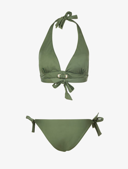 Bikini à détails oeillets - kaki - 2