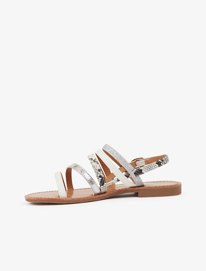 Nu-pieds multi brides à imprimé animal - blanc - 4