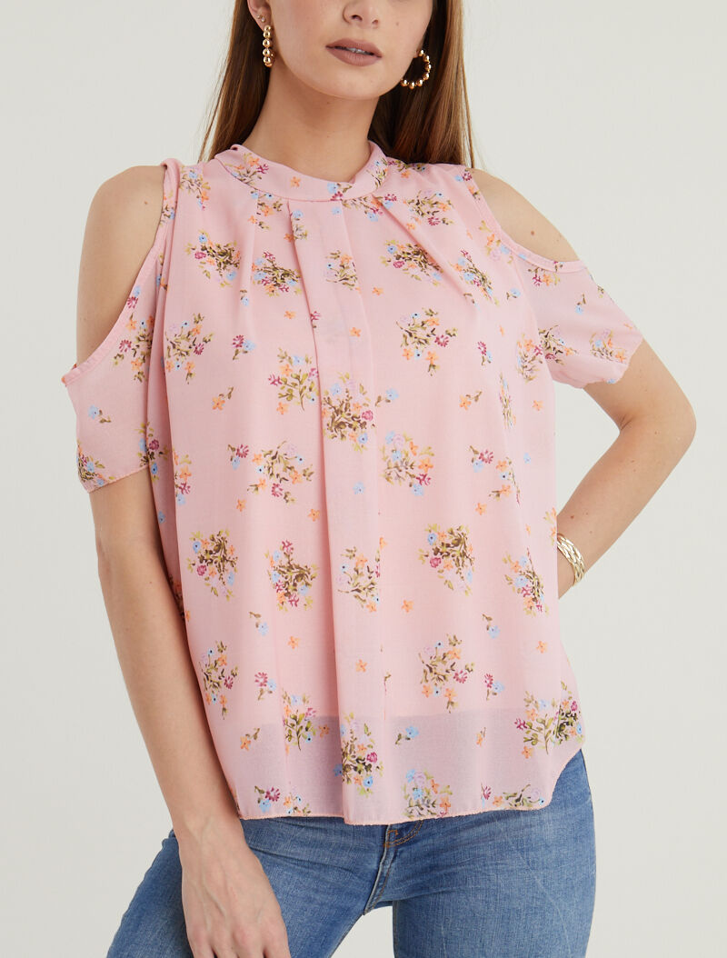 Blouse carrée oversize à découpes - rose - 4