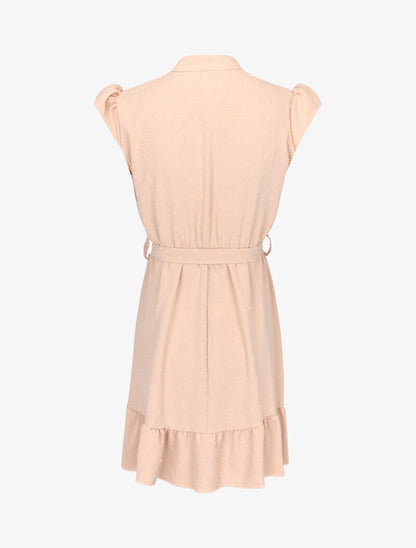 Robe cintrée à piquetage en relief - beige - 2
