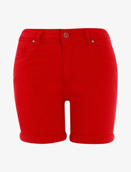Short casual à ourlets - rouge - 1