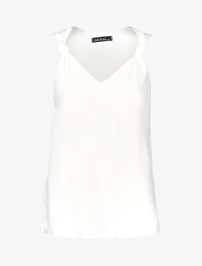 Blouse ample à détails nouer - blanc - 1